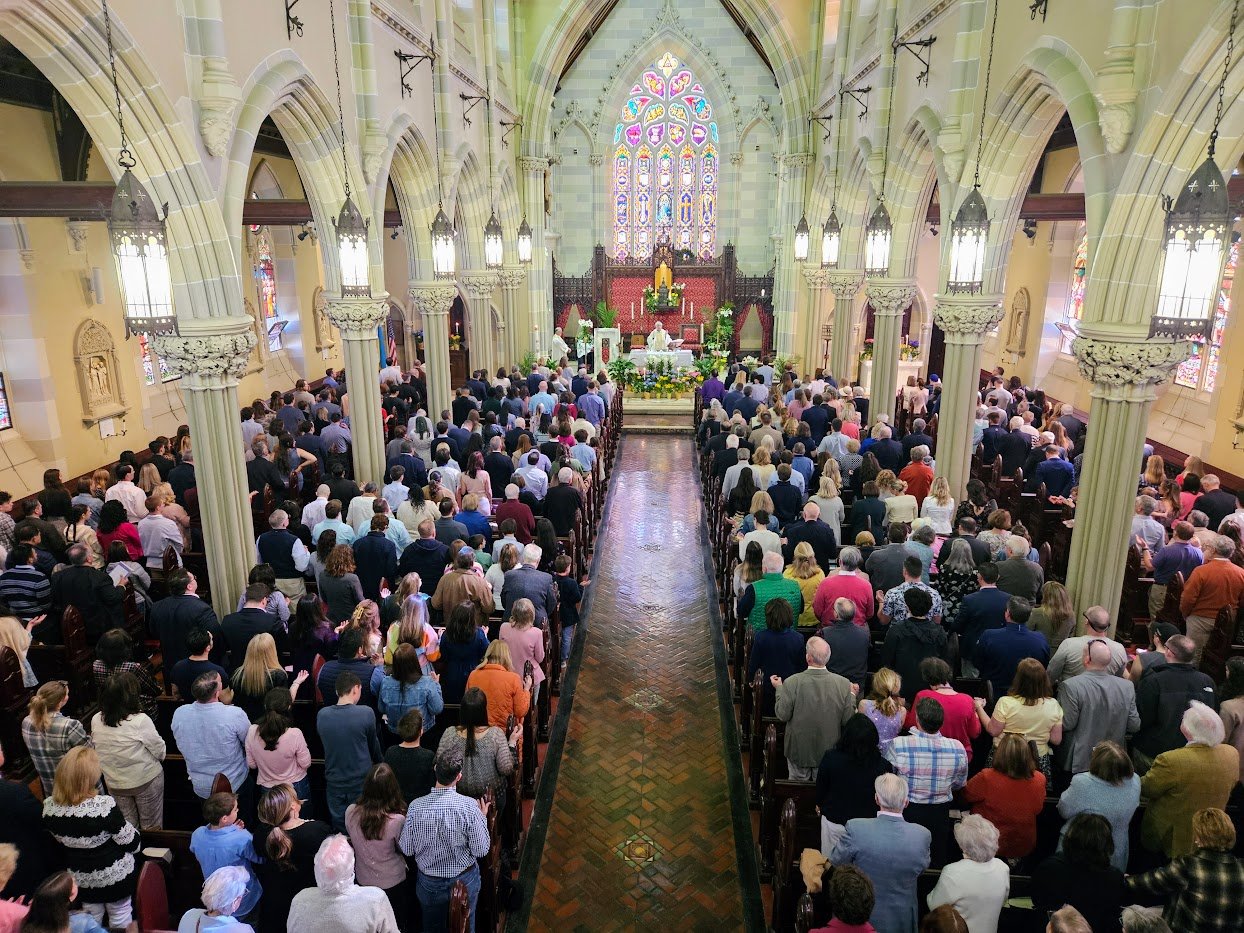 EASTER SUNDAY: Rhode Island’s Catholic churches are filled with flowers and faithful on Easter morning. Pictured: St. Mary Church, Newport.